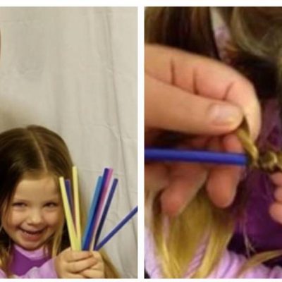 Faren skal sætte datterens hår - med sugerør og elastikker, kan det bestemt ikke gå galt.
